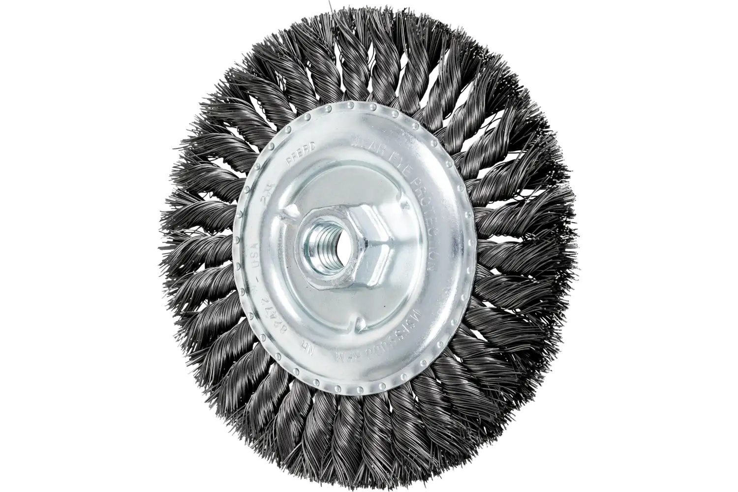 Picture of Pferd Standard Twist Knot Wire Wheel Brush 6" Dia. .016 Carbon Steel 5/8-11" Thread